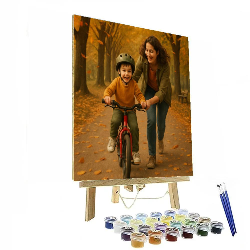 Bicycle Ride Through Autumn Leaves DIY paint by numbers