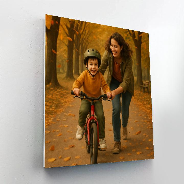 Bicycle Ride Through Autumn Leaves DIY paint by numbers
