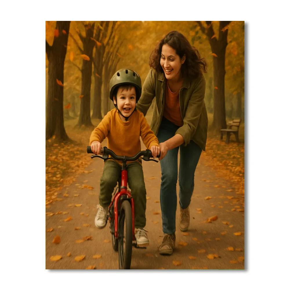 Bicycle Ride Through Autumn Leaves DIY paint by numbers