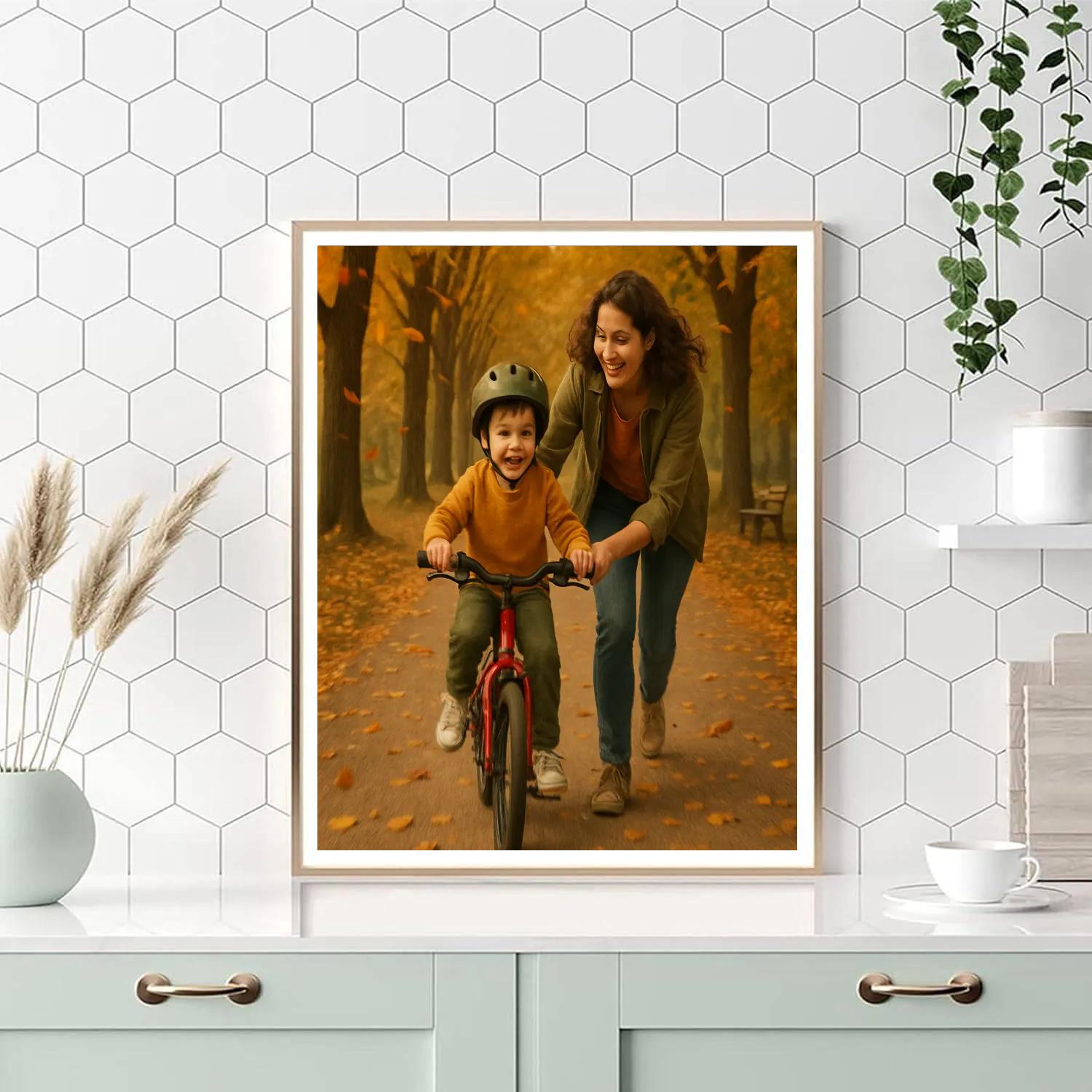 Bicycle Ride Through Autumn Leaves DIY paint by numbers