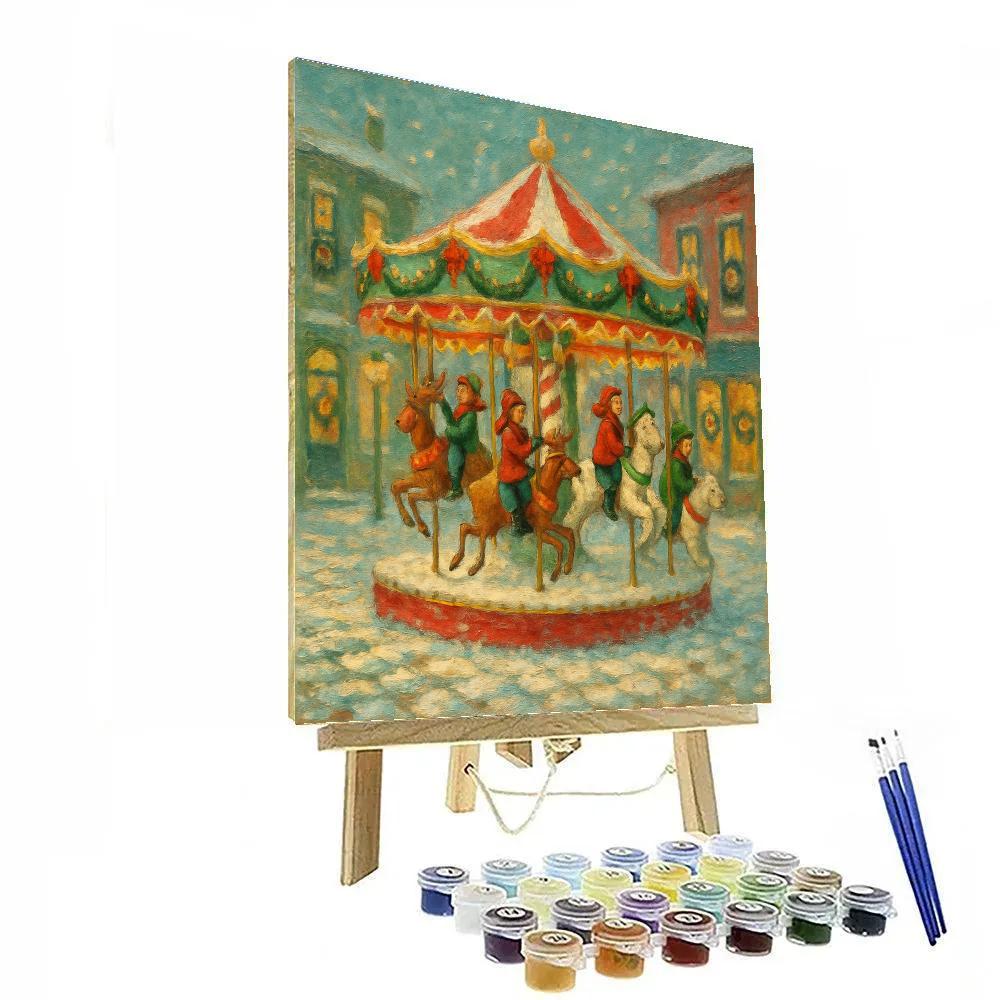 Peppermint Carousel Square Paint by numbers kits