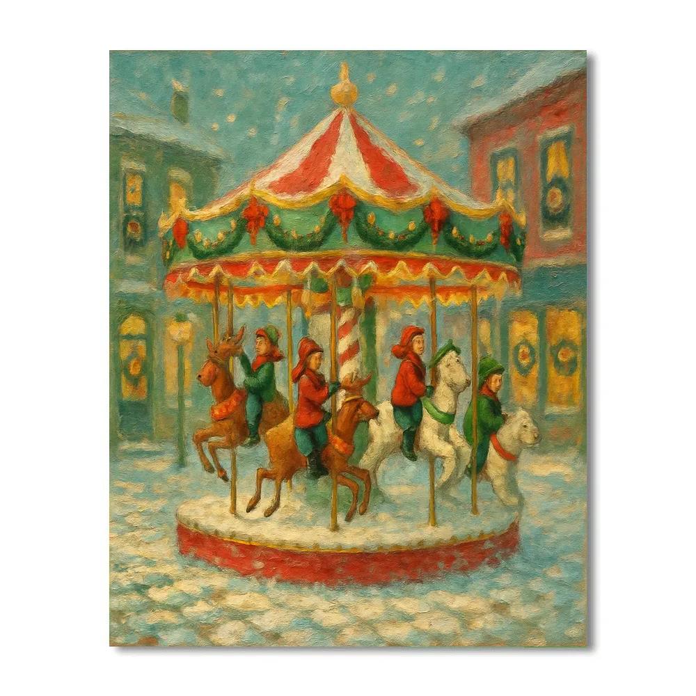 Peppermint Carousel Square Paint by numbers kits