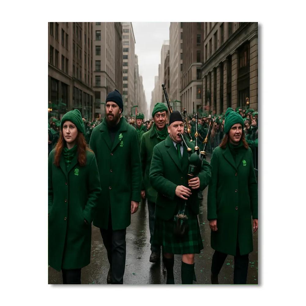 St Patrick Street Parade Green March Painting by numbers kit