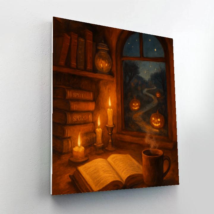 Cozy Library Of Autumn Spells paint by color
