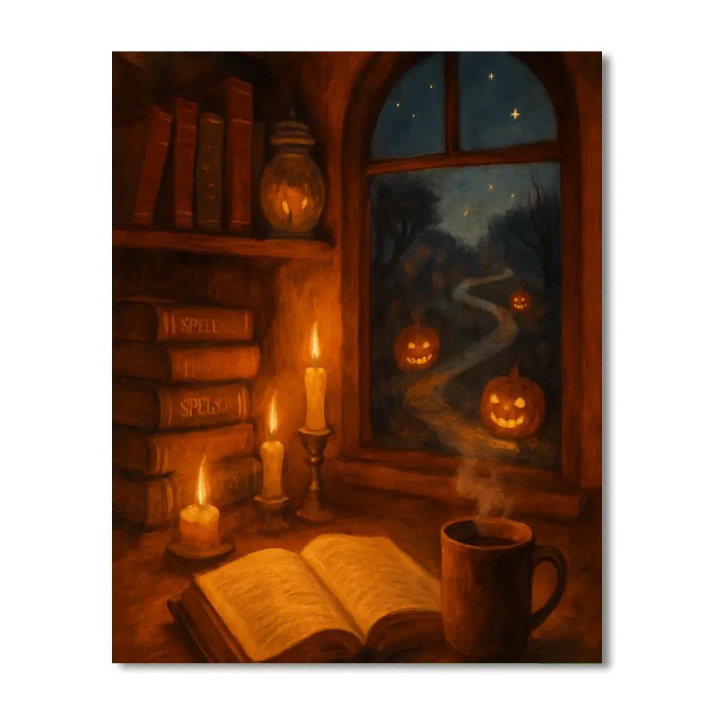 Cozy Library Of Autumn Spells paint by color