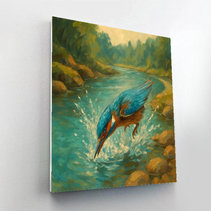 Kingfisher Splash Over Riverbend Paint by numbers art