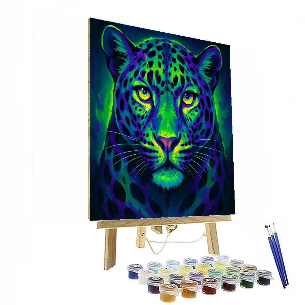 Leopard Neon Montage Painting by numbers kit