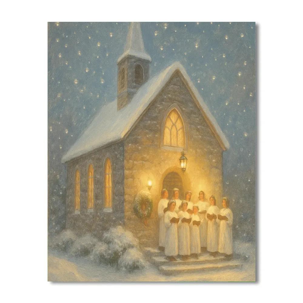 Moonlit Church Choir Paint by numbers art