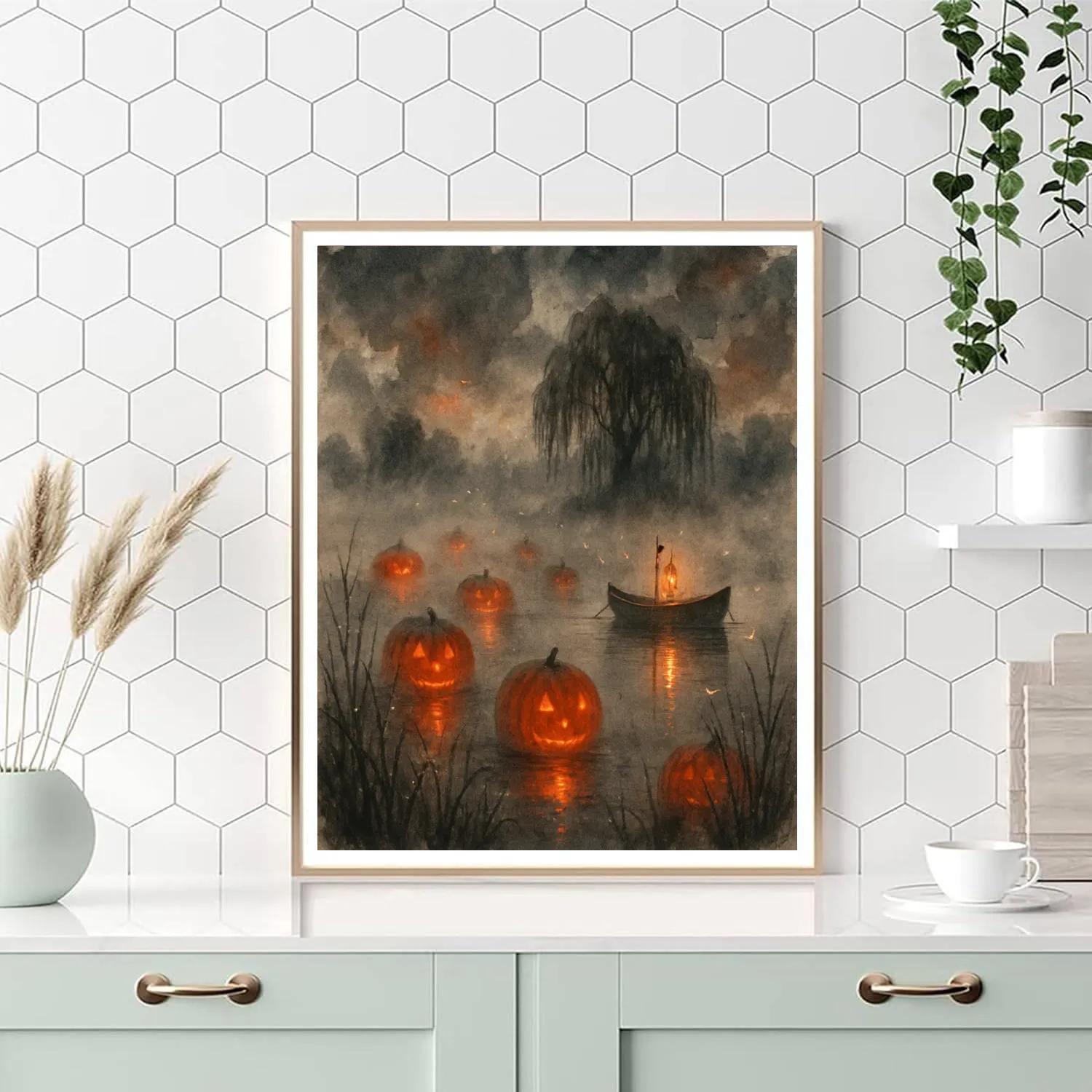 Fogbound Pumpkin Marsh Numbered painting kits