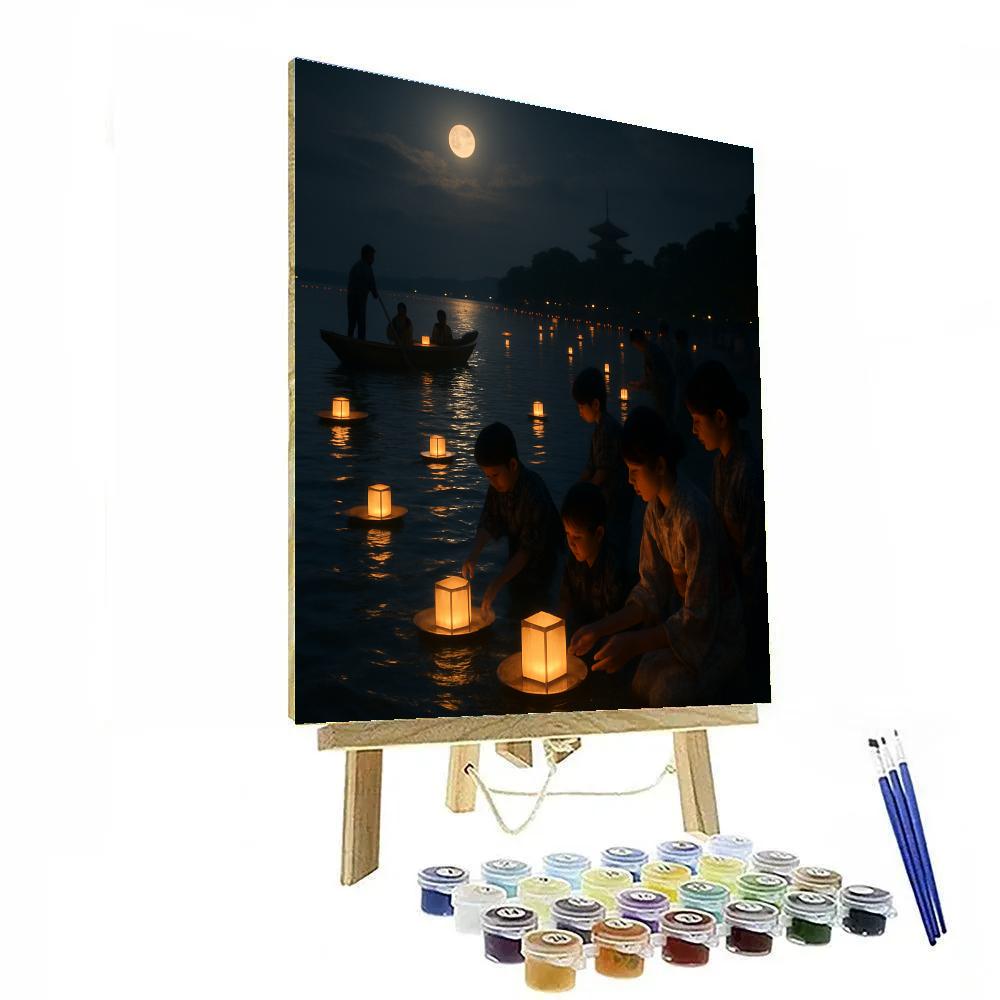 Obon Floating Lantern Ceremony Shore Numbered painting kits