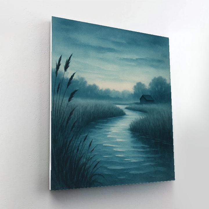 Quiet Riverbend At Blue Hour paint by color