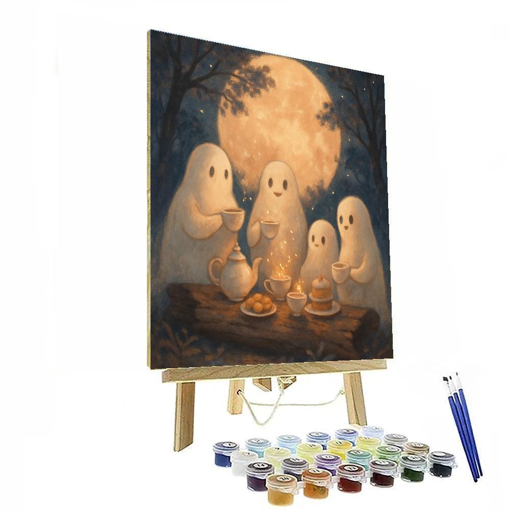 Moonlit Ghost Tea Party paint by number