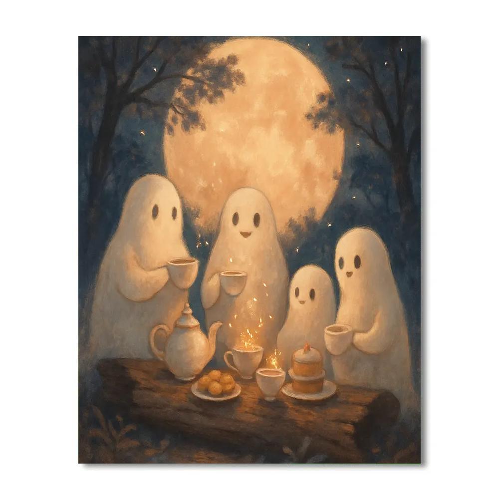 Moonlit Ghost Tea Party paint by number