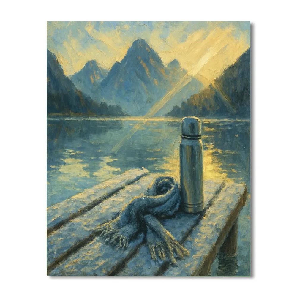 Frosted Dawn At High Ridge Lake Number painting