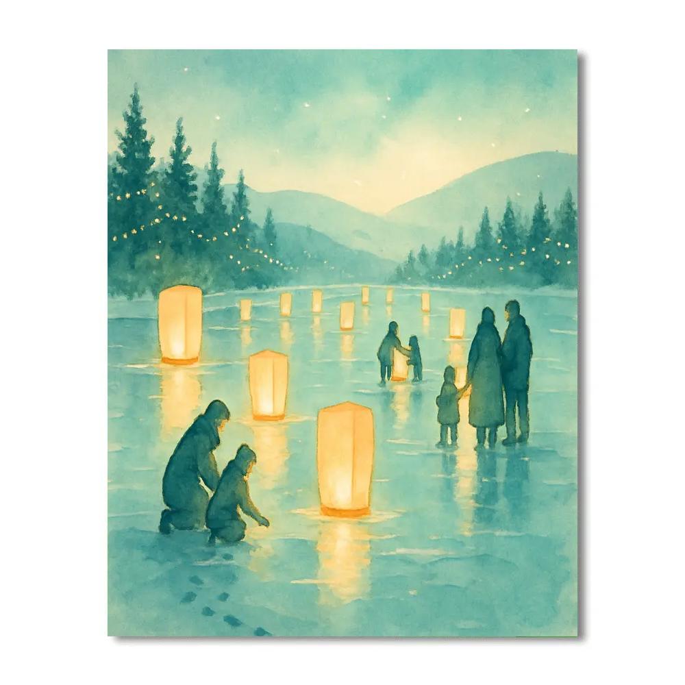 Lantern Sail Across Frozen Lake Paint by numbers kits