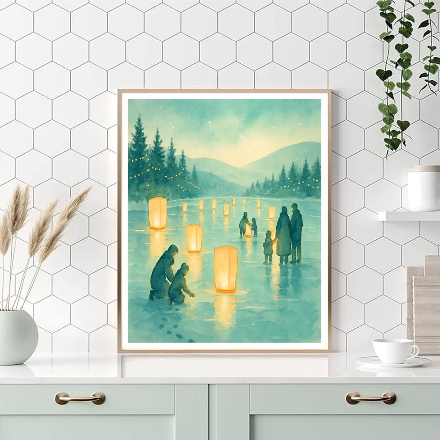 Lantern Sail Across Frozen Lake Paint by numbers kits