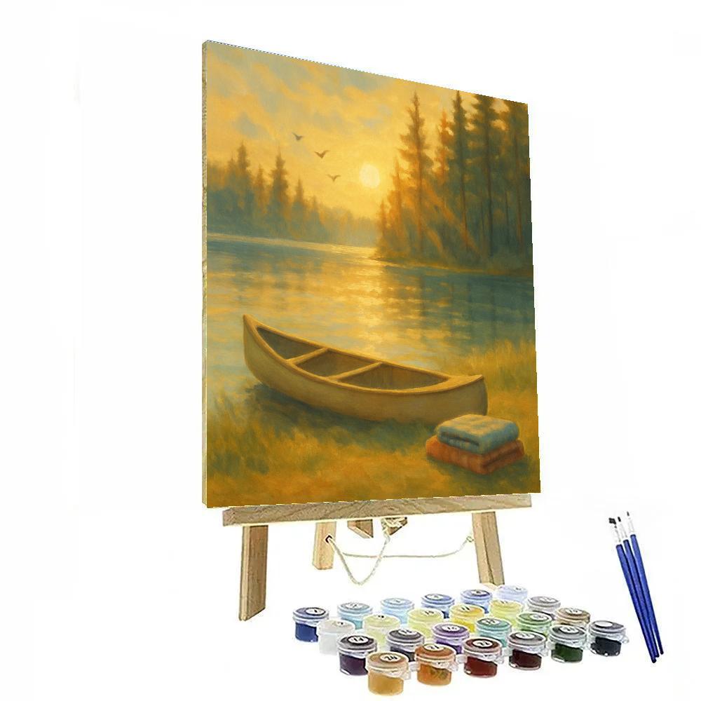 Golden Hour Canoe Retreat DIY paint by numbers