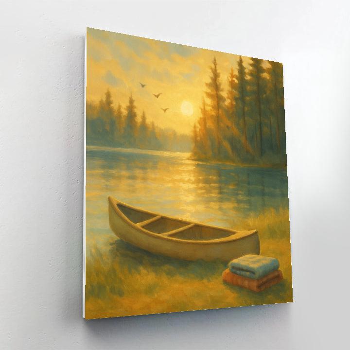 Golden Hour Canoe Retreat DIY paint by numbers