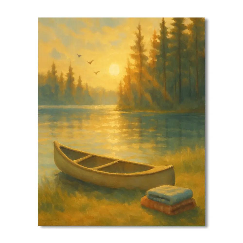 Golden Hour Canoe Retreat DIY paint by numbers