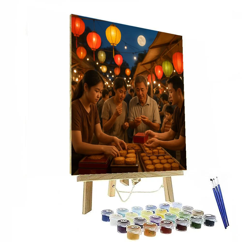 Mid Autumn Moon Cake Market Evening Painting by numbers kit