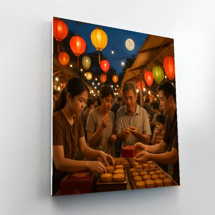 Mid Autumn Moon Cake Market Evening Painting by numbers kit