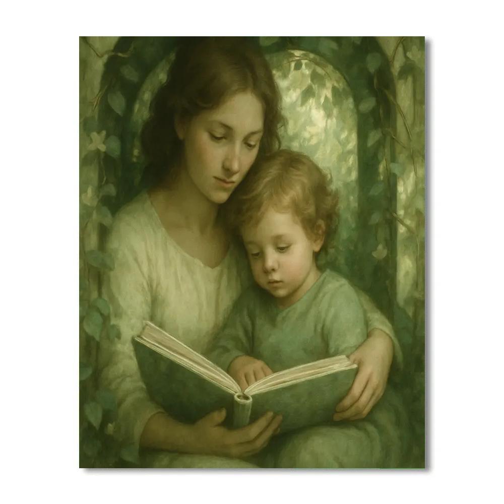 Quiet Garden Reading With Mom Number painting