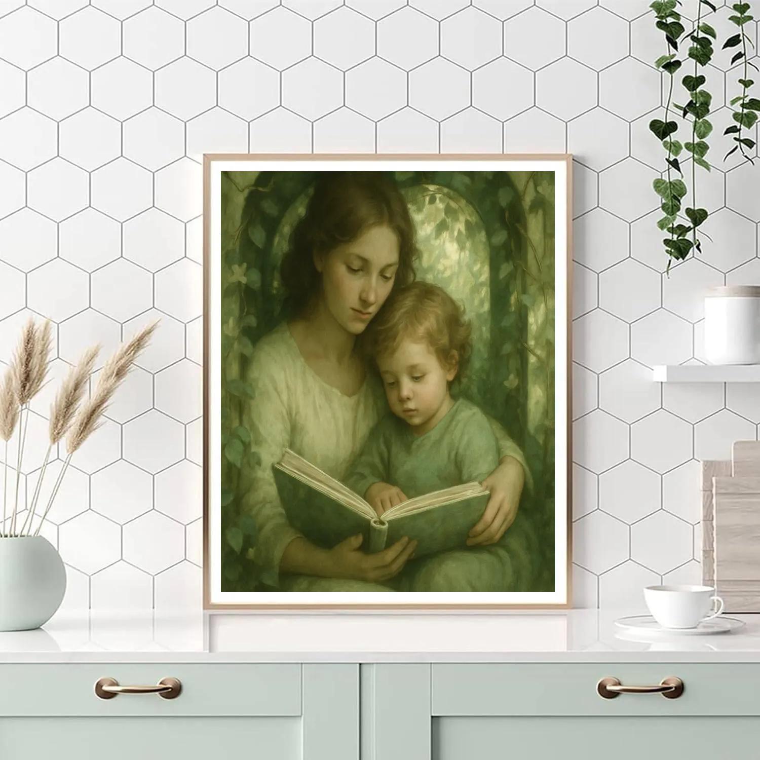 Quiet Garden Reading With Mom Number painting