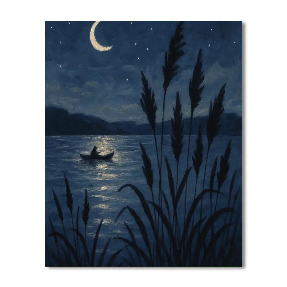 Moonlit Reeds And Quiet Pines Painting by numbers kit
