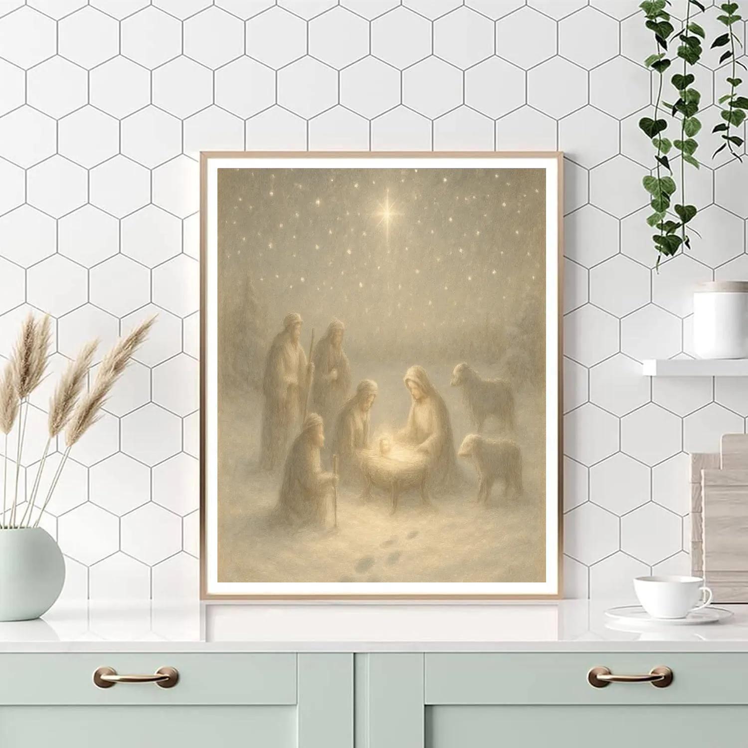 Starlight Nativity Meadow DIY paint by numbers