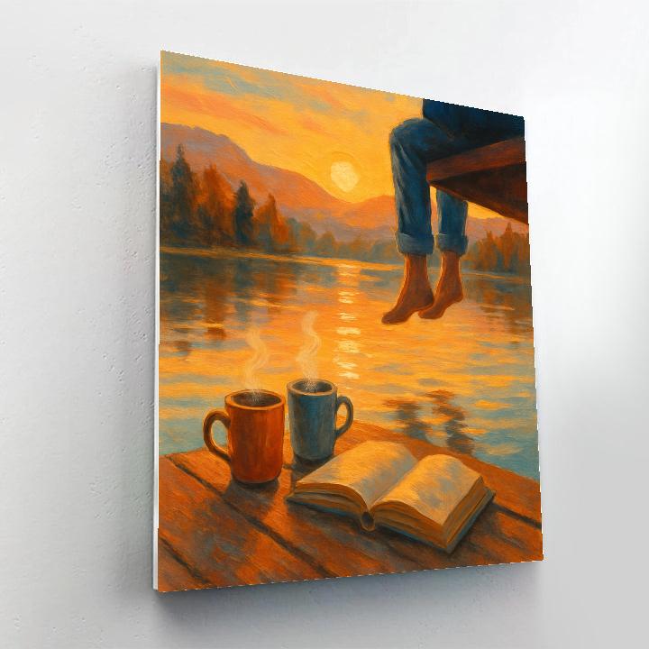 Sunset Tea At Lakeside Dock Number painting