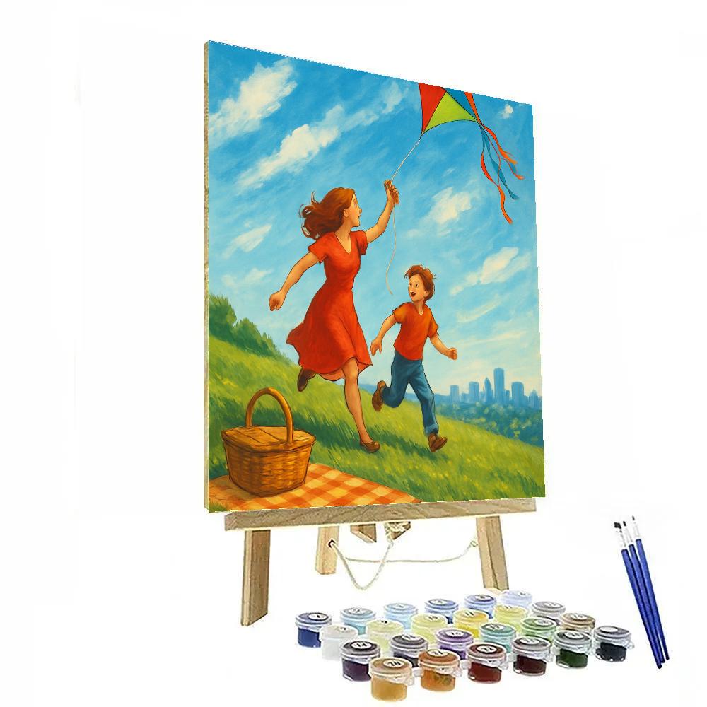 Park Picnic And Kite Flying With Mom Number painting