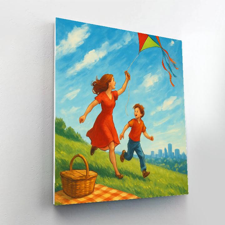 Park Picnic And Kite Flying With Mom Number painting