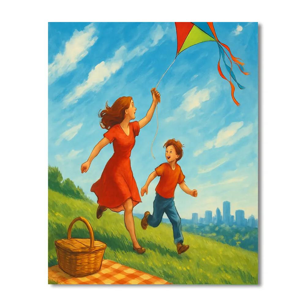 Park Picnic And Kite Flying With Mom Number painting