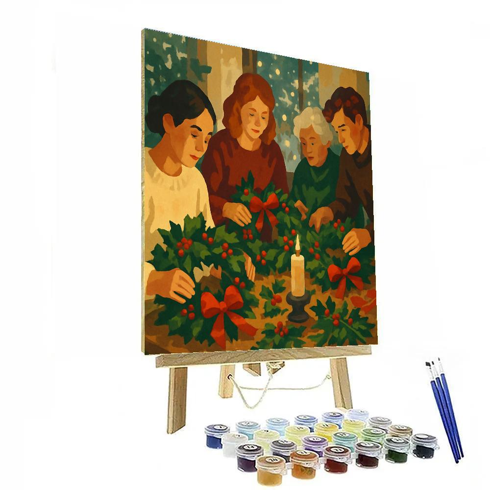 Wreath-Making Winter Friends Paint by numbers art