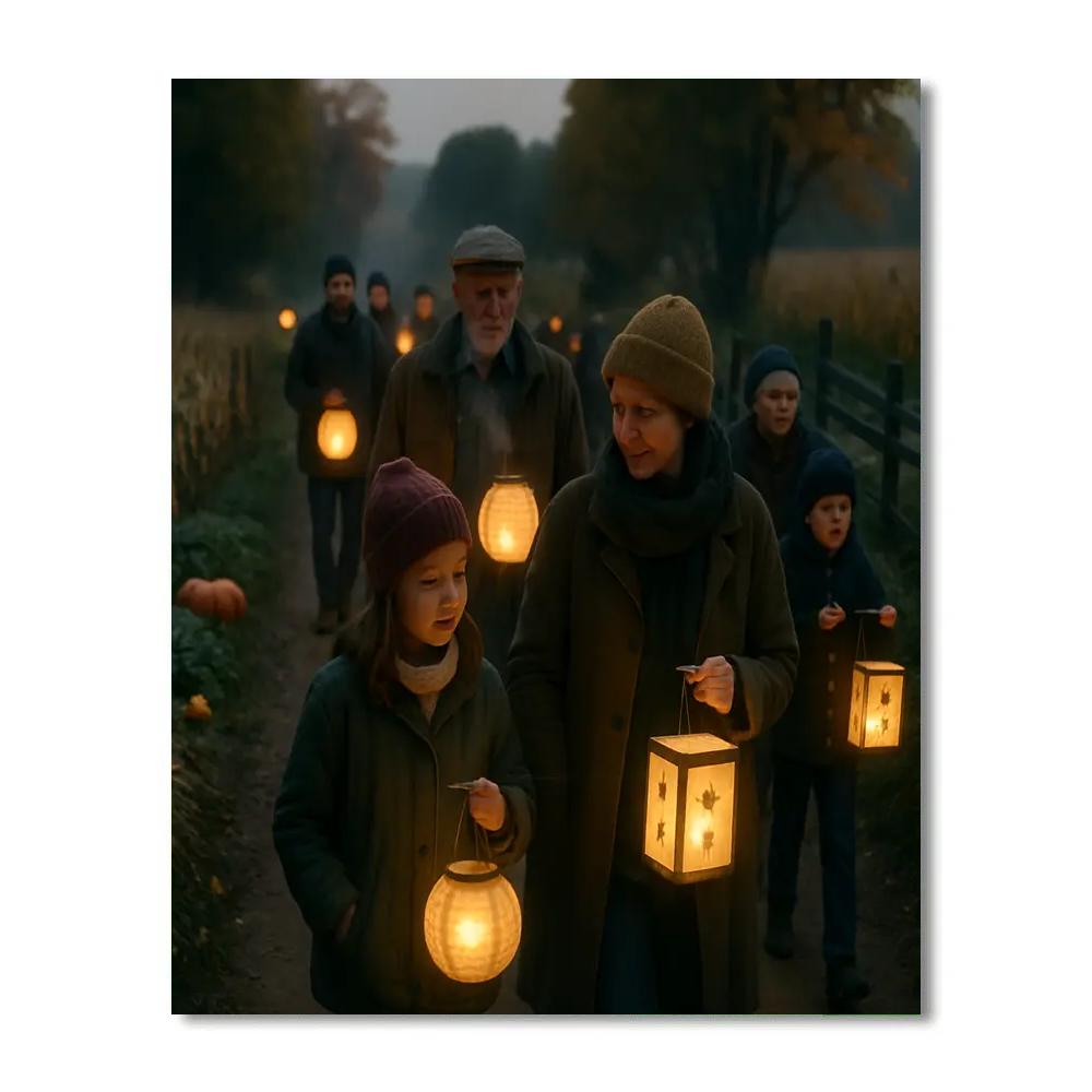 Harvest Moon Lantern Walk Village Paint by numbers art