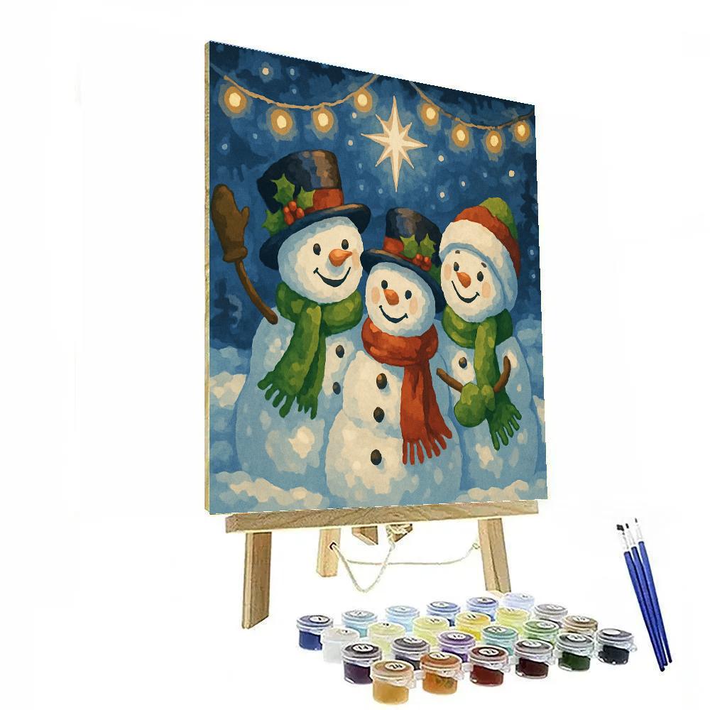 Starry Eve Snowmen Painting by numbers kit