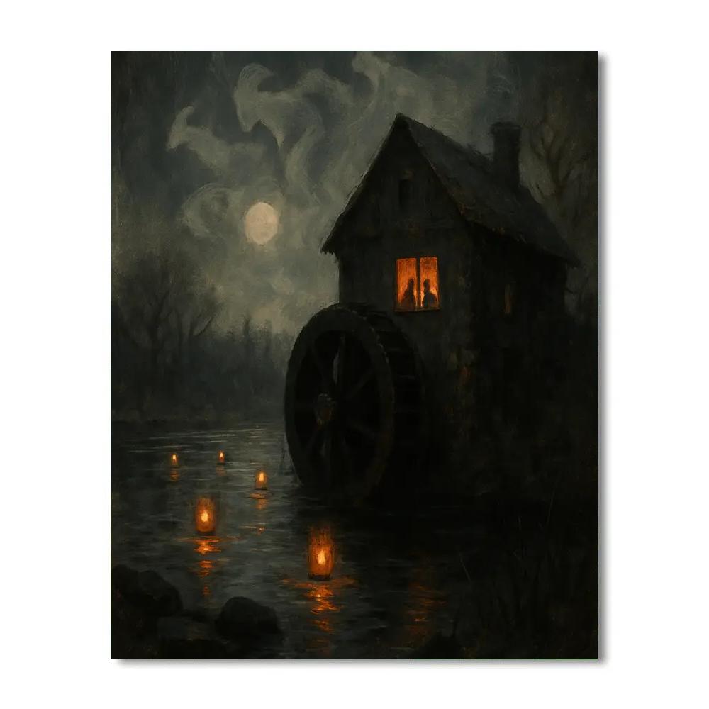 Lantern Fog By The Old Mill painting number kit