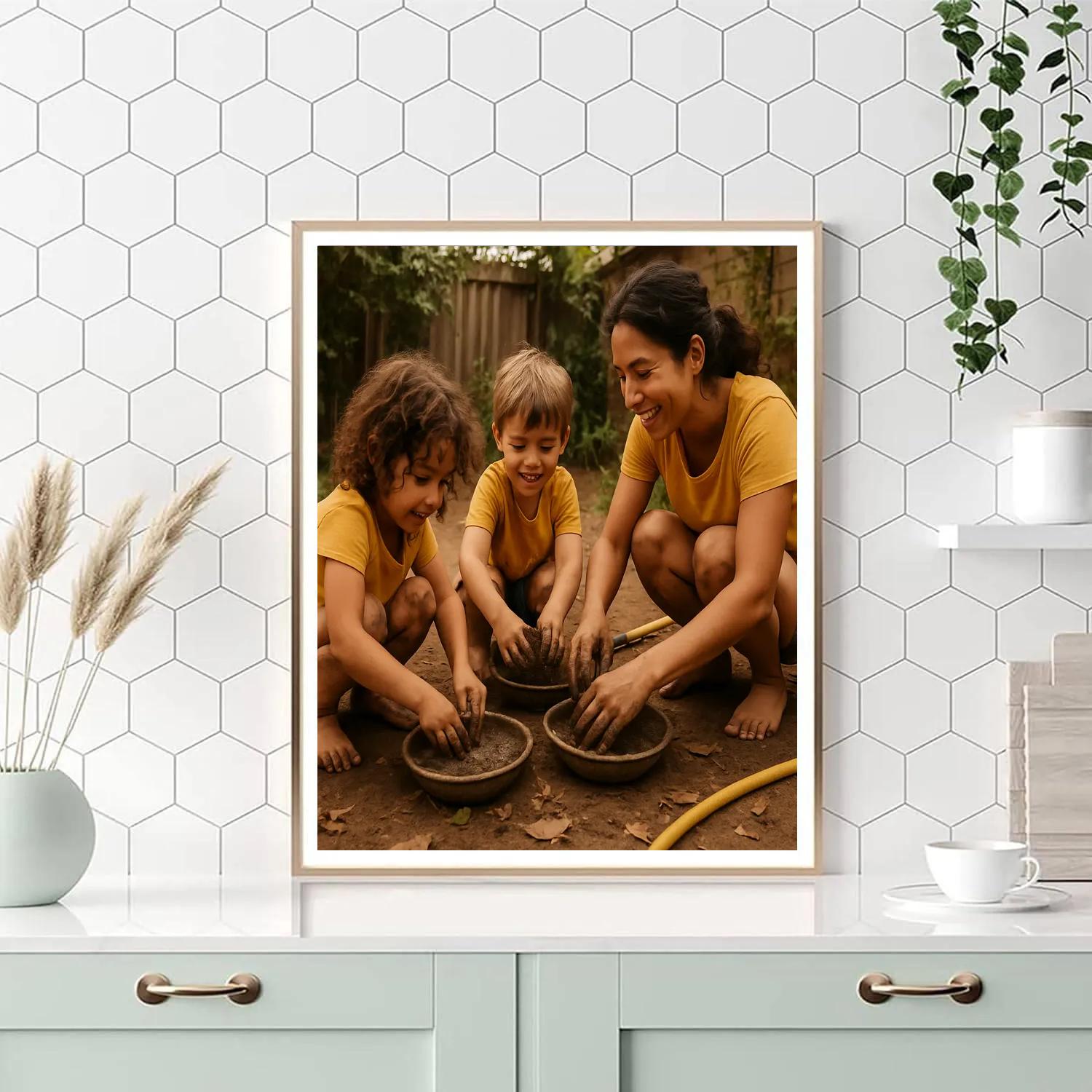 Backyard Mud Pie Making With Mom paint by numbers