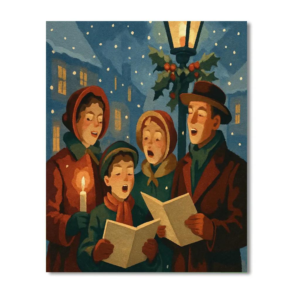 Twinkling Candlelight Carolers DIY paint by numbers