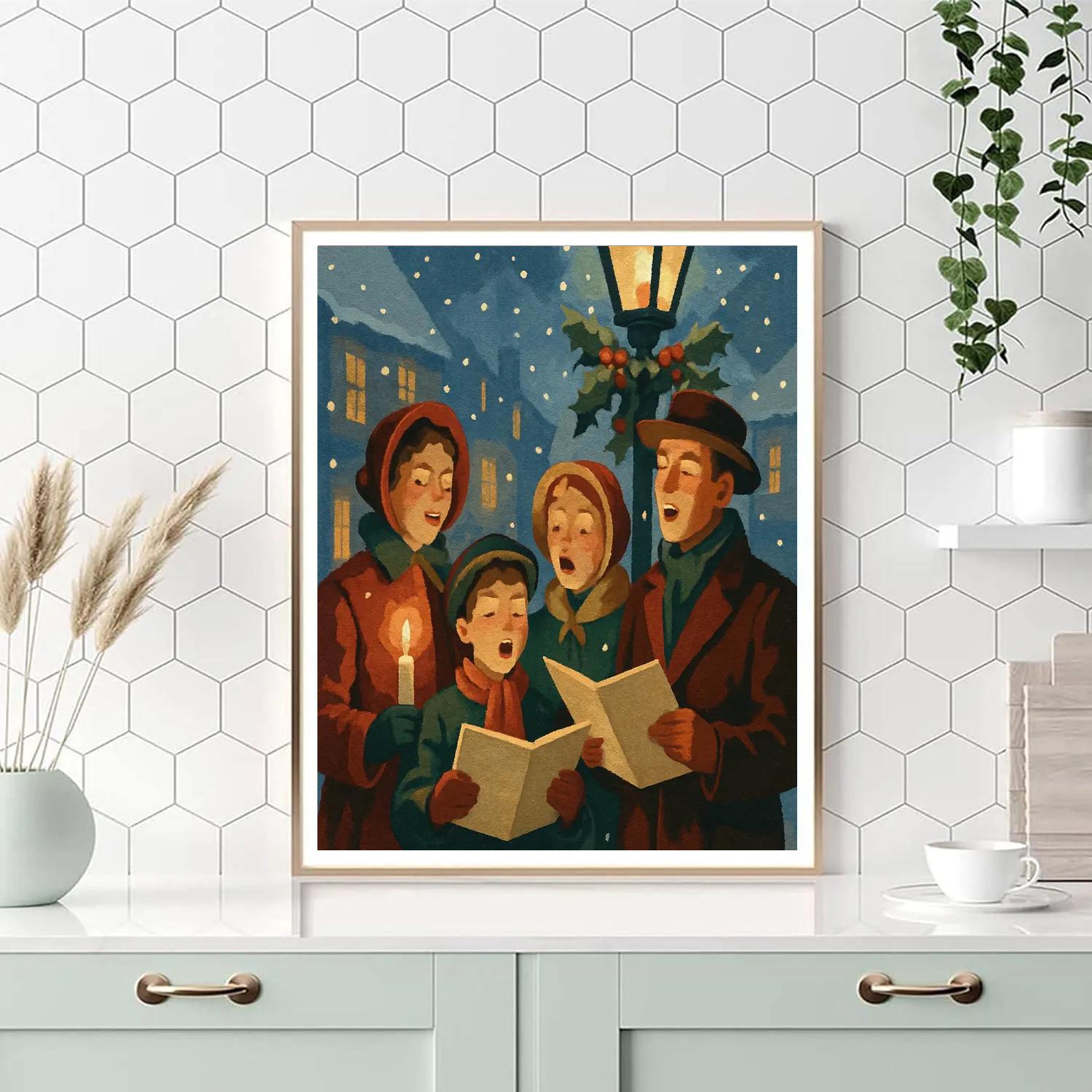 Twinkling Candlelight Carolers DIY paint by numbers