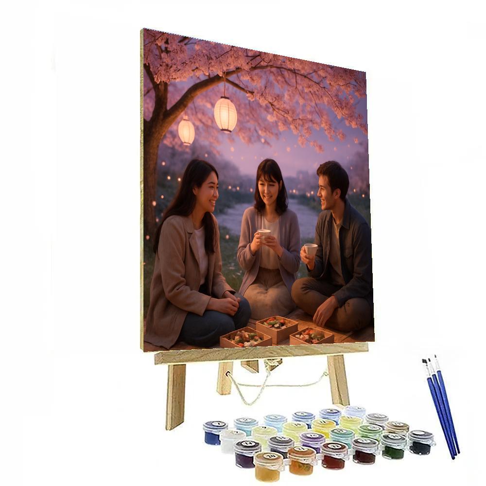 Cherry Blossom Hanami Picnic At Twilight Paint by numbers art