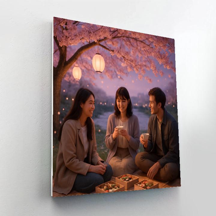 Cherry Blossom Hanami Picnic At Twilight Paint by numbers art
