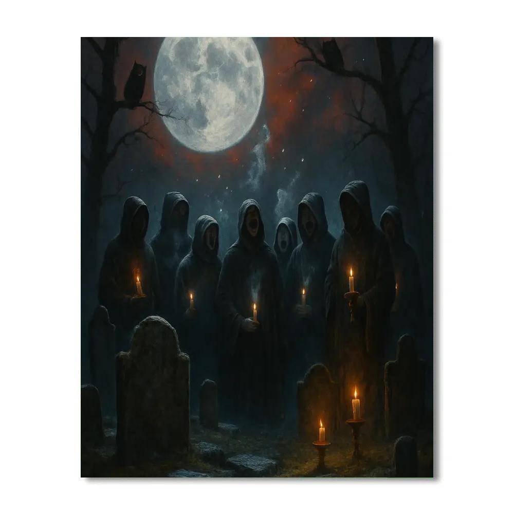 Starlit Graveyard Choir painting number kit