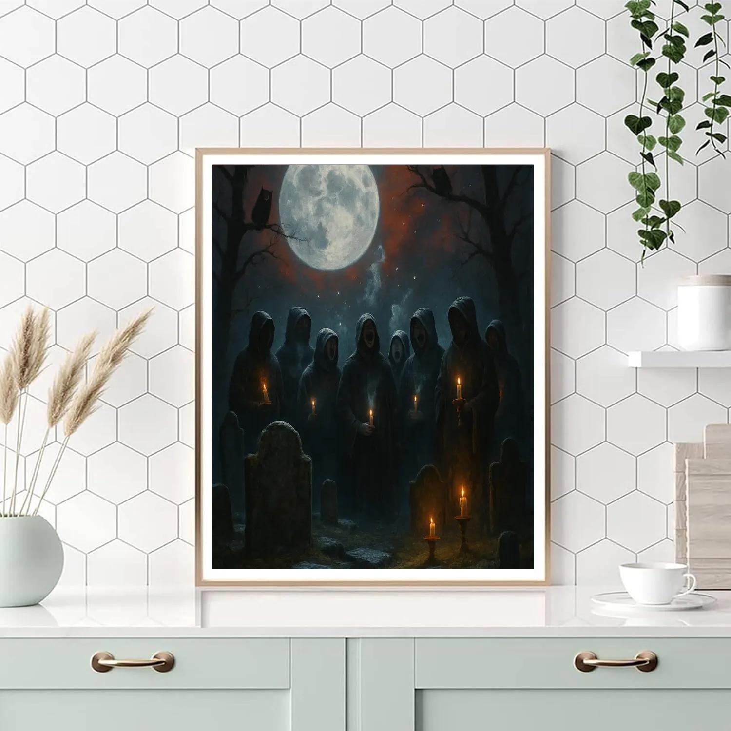 Starlit Graveyard Choir painting number kit