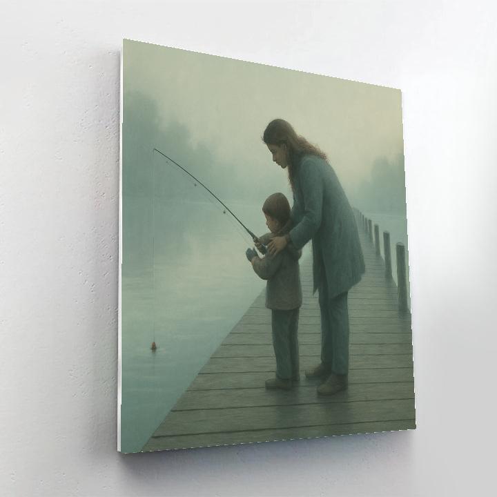 Fishing Pier Teaching Moment With Mom painting number kit