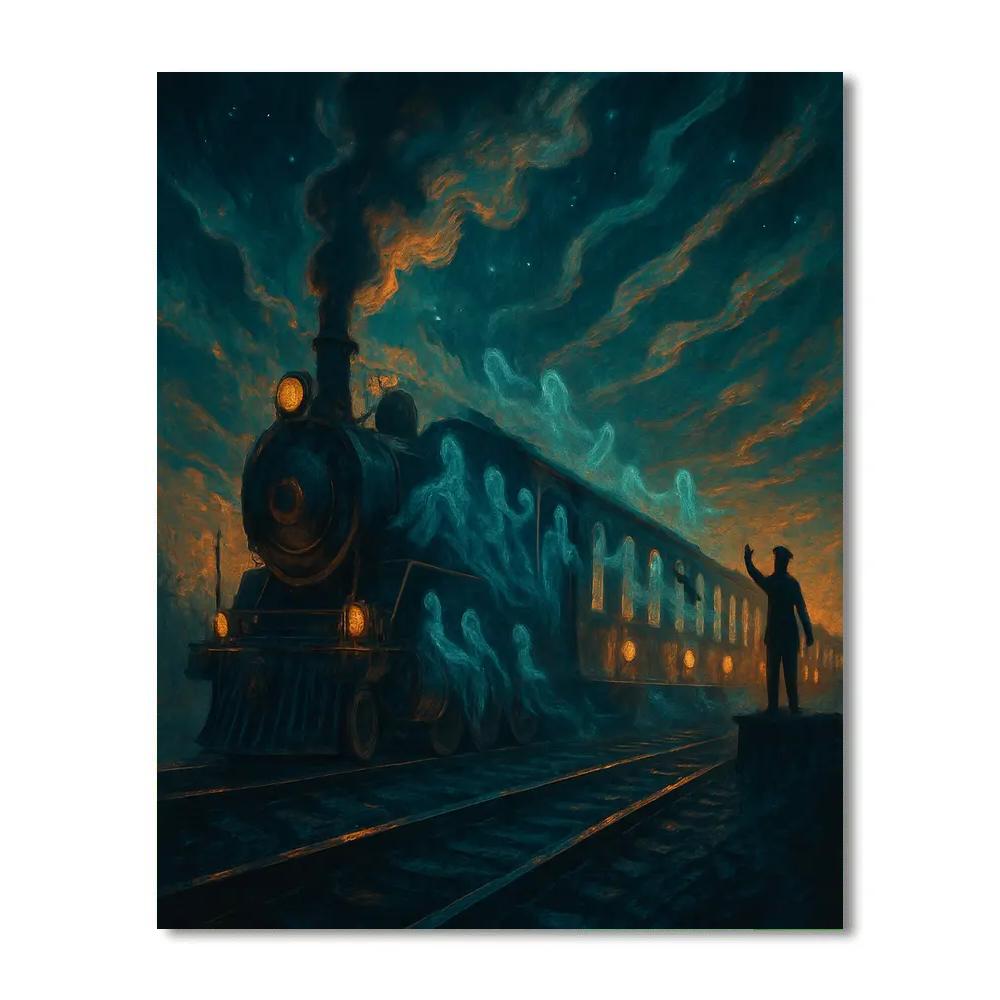 Arcane Train At Dusk paint by color