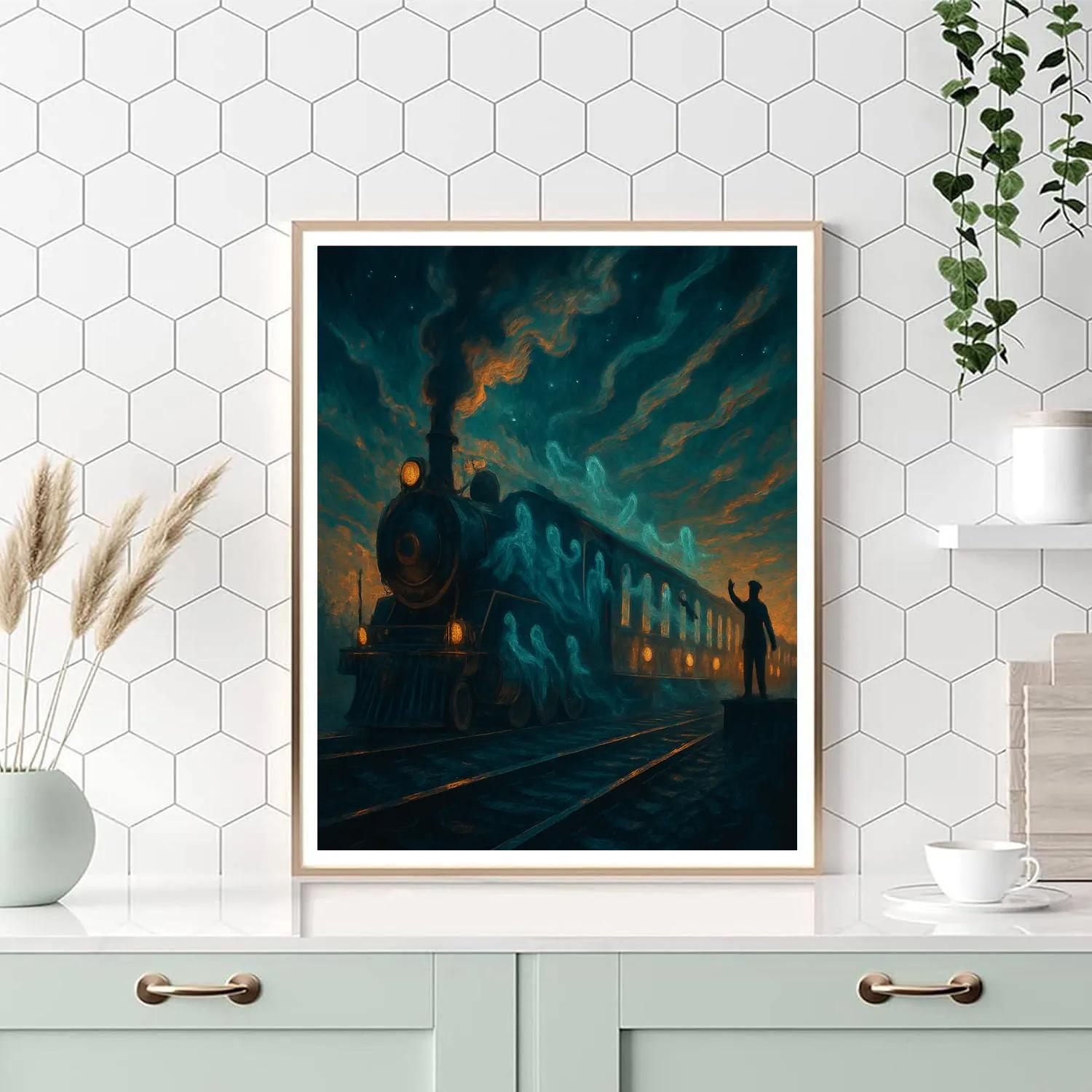 Arcane Train At Dusk paint by color