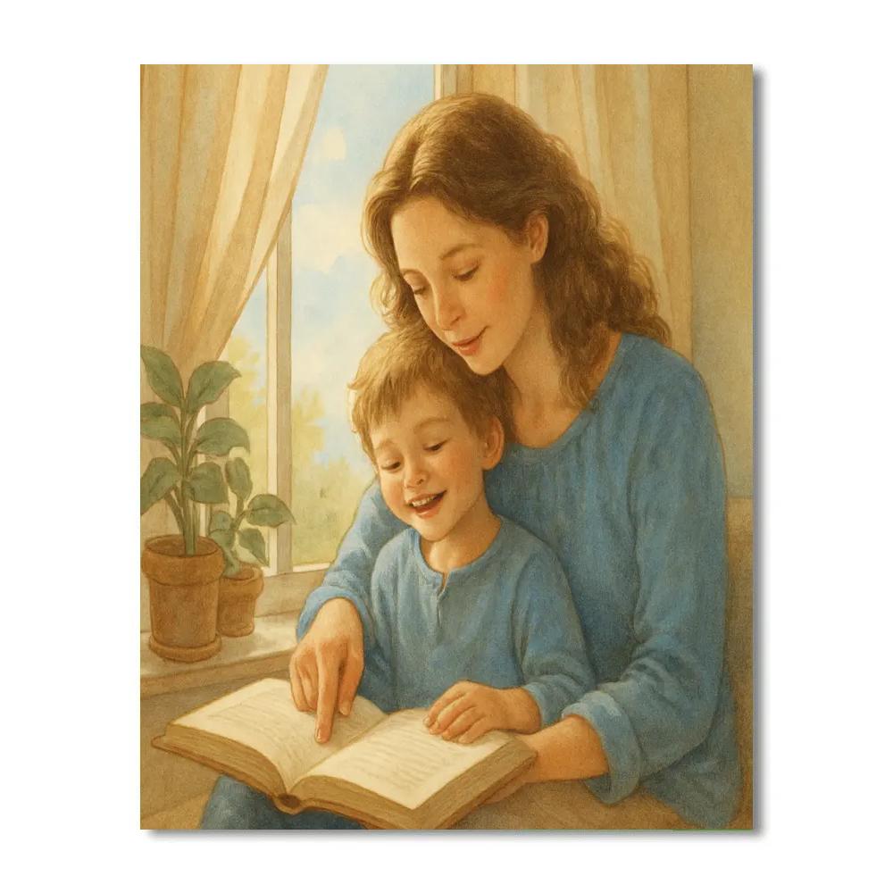 Morning Light Reading With Mom Paint by numbers art