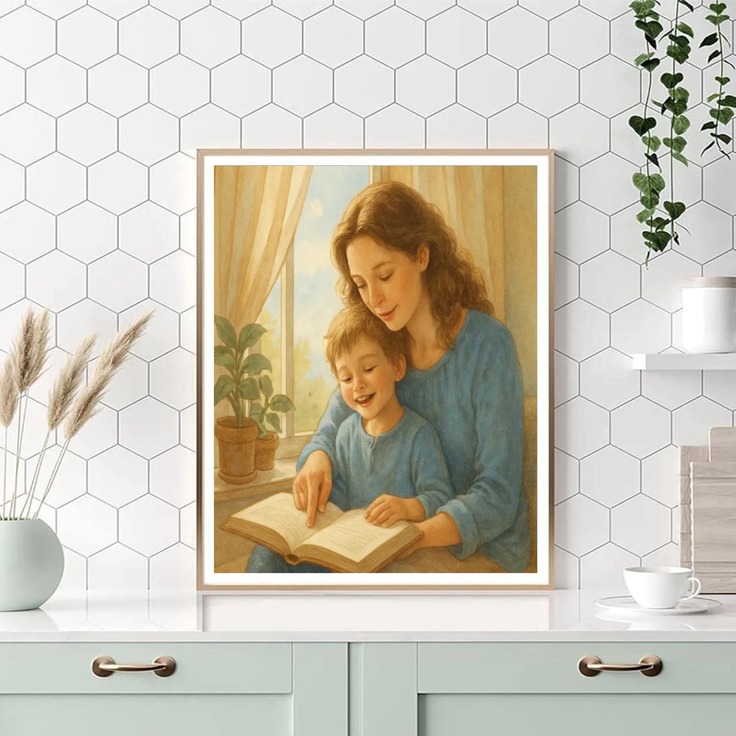 Morning Light Reading With Mom Paint by numbers art