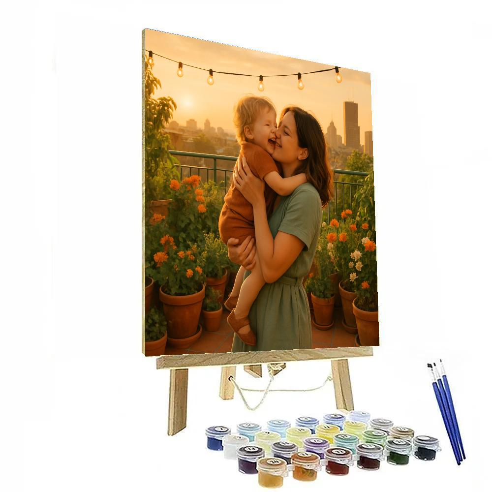 City Rooftop Garden Hug painting number kit